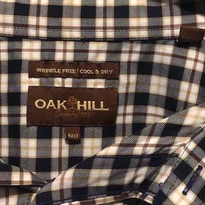 Oak Hill 100% Cotton Long sleeve button down Shirt. Size 4XLT Creme checkered